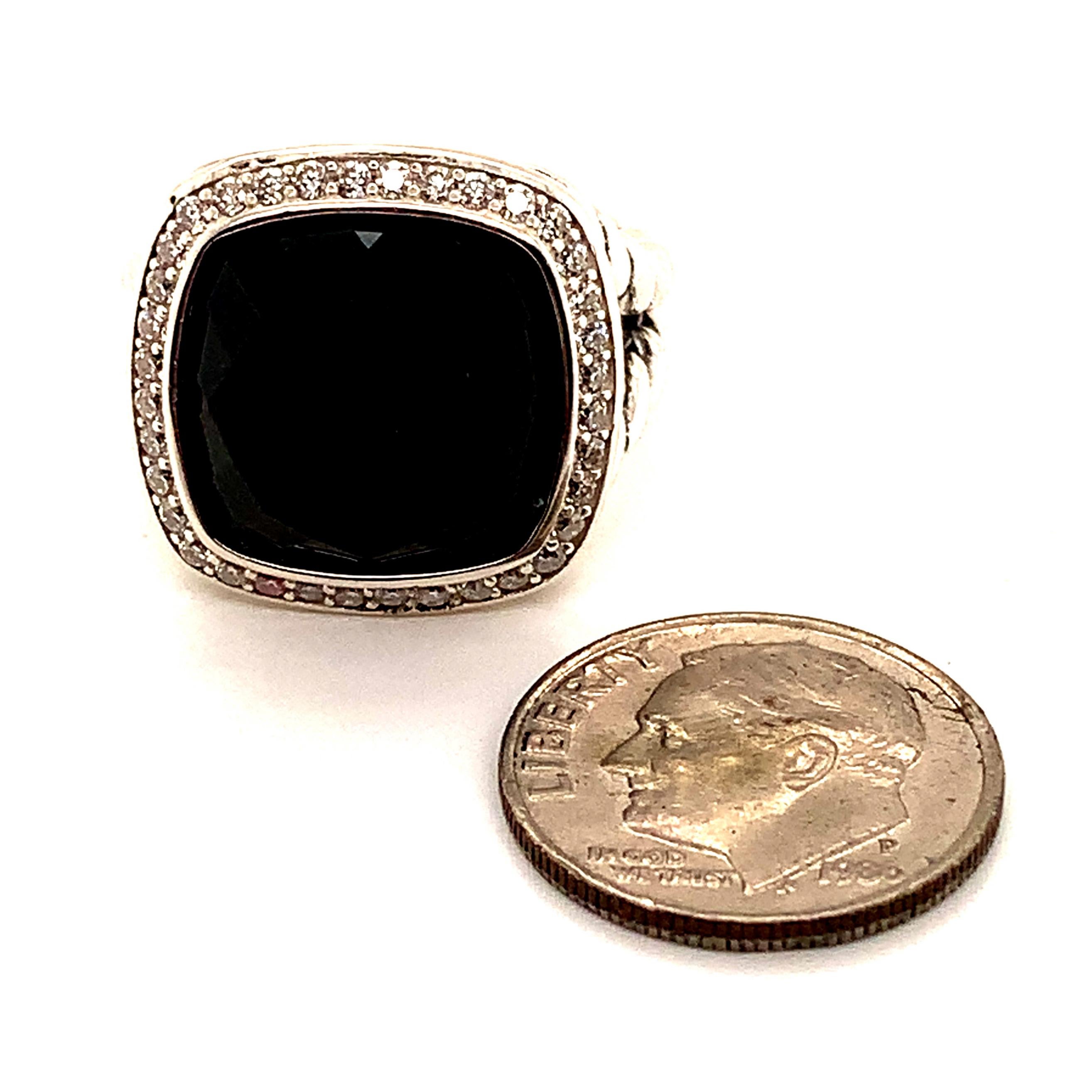 Women's David Yurman Onyx Diamond Ring Sterling Silver 11.9 Grams