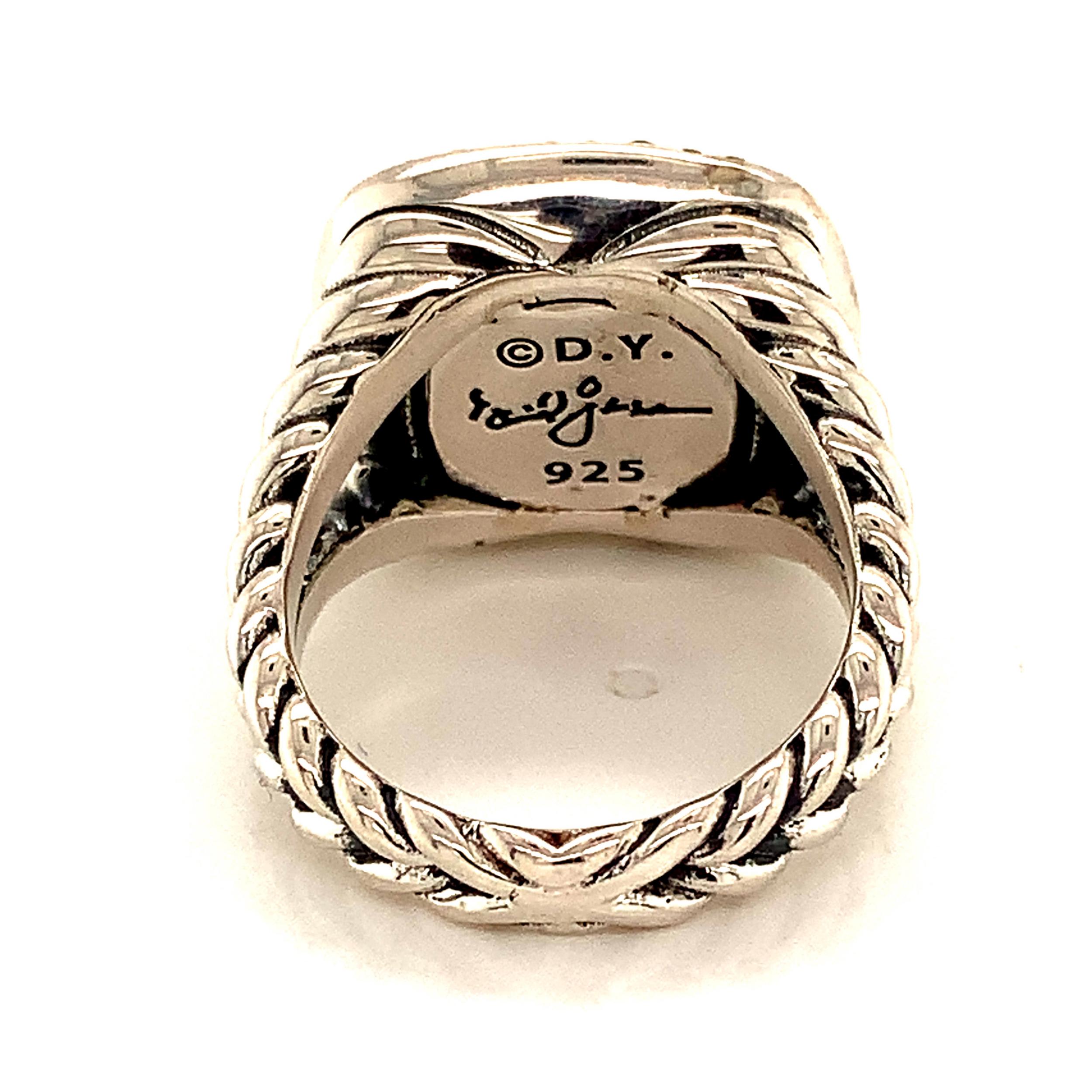 David Yurman Onyx Diamond Ring Sterling Silver 11.9 Grams 2