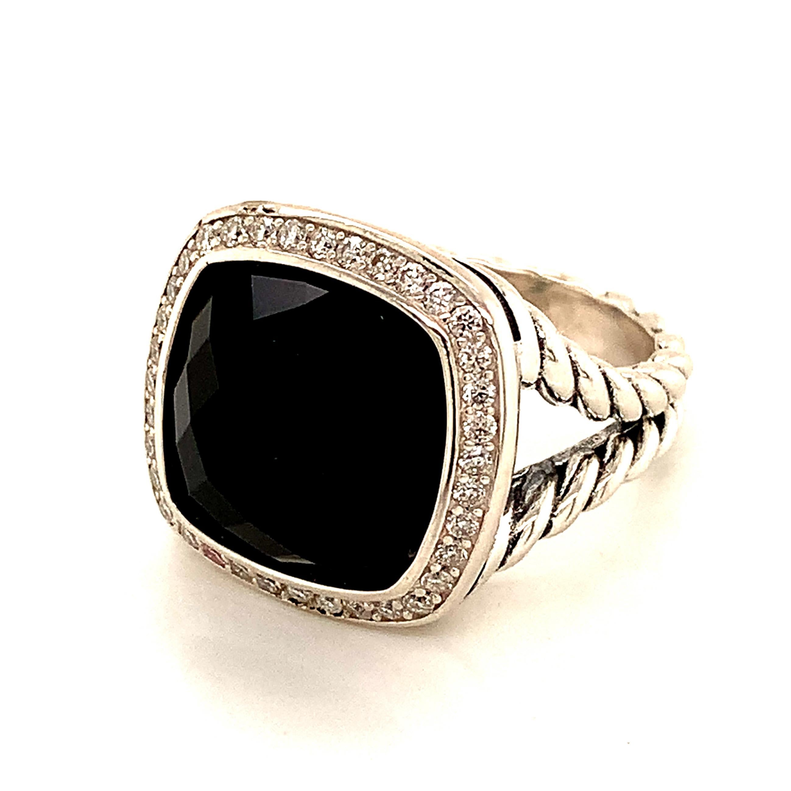 David Yurman Onyx Diamond Ring Sterling Silver 11.9 Grams 3