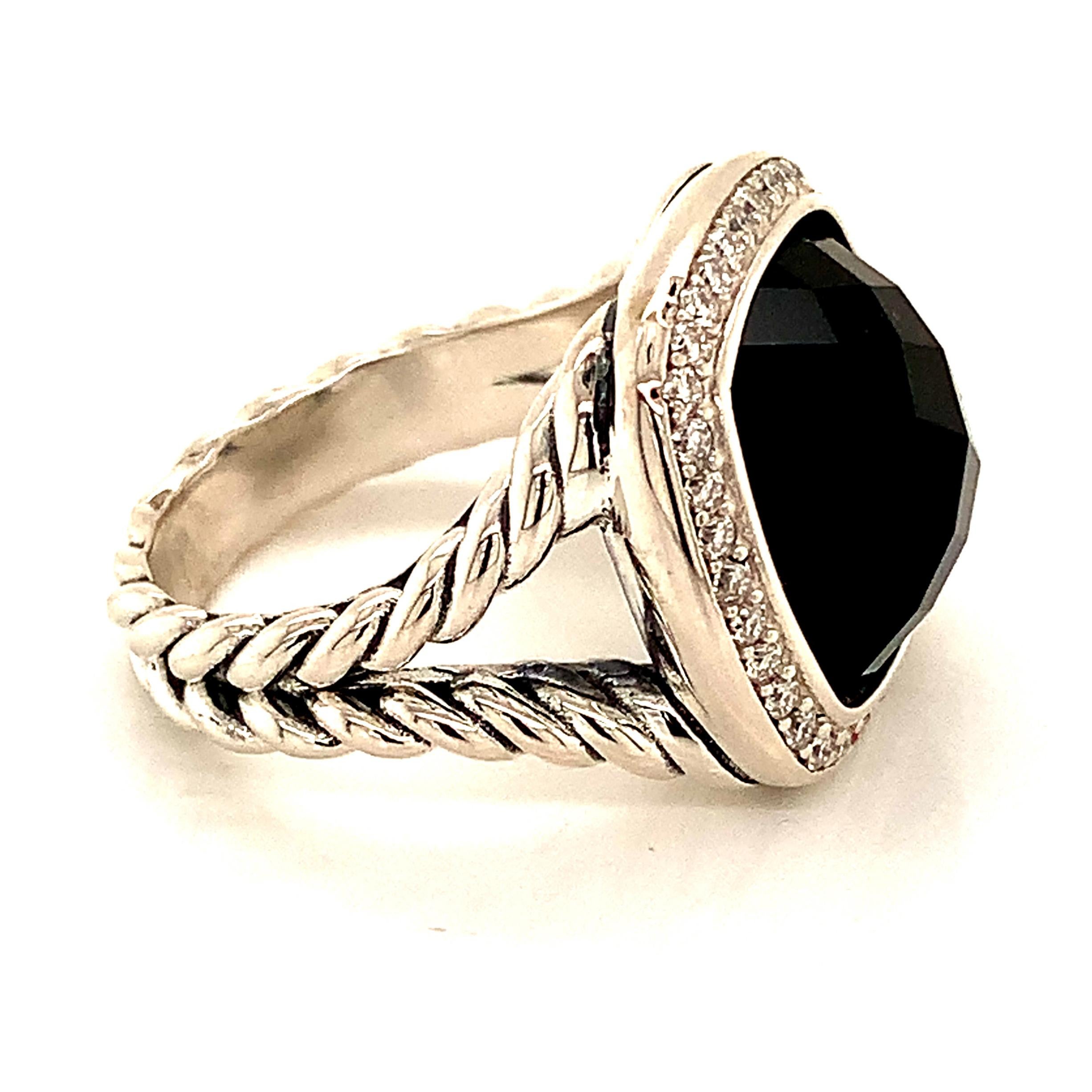 David Yurman Onyx Diamond Ring Sterling Silver 11.9 Grams 4