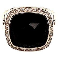 Vintage David Yurman Onyx Diamond Ring Sterling Silver 11.9 Grams