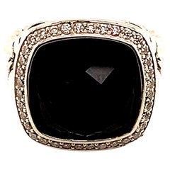 Retro David Yurman Onyx Diamond Ring Sterling Silver 11.9 Grams