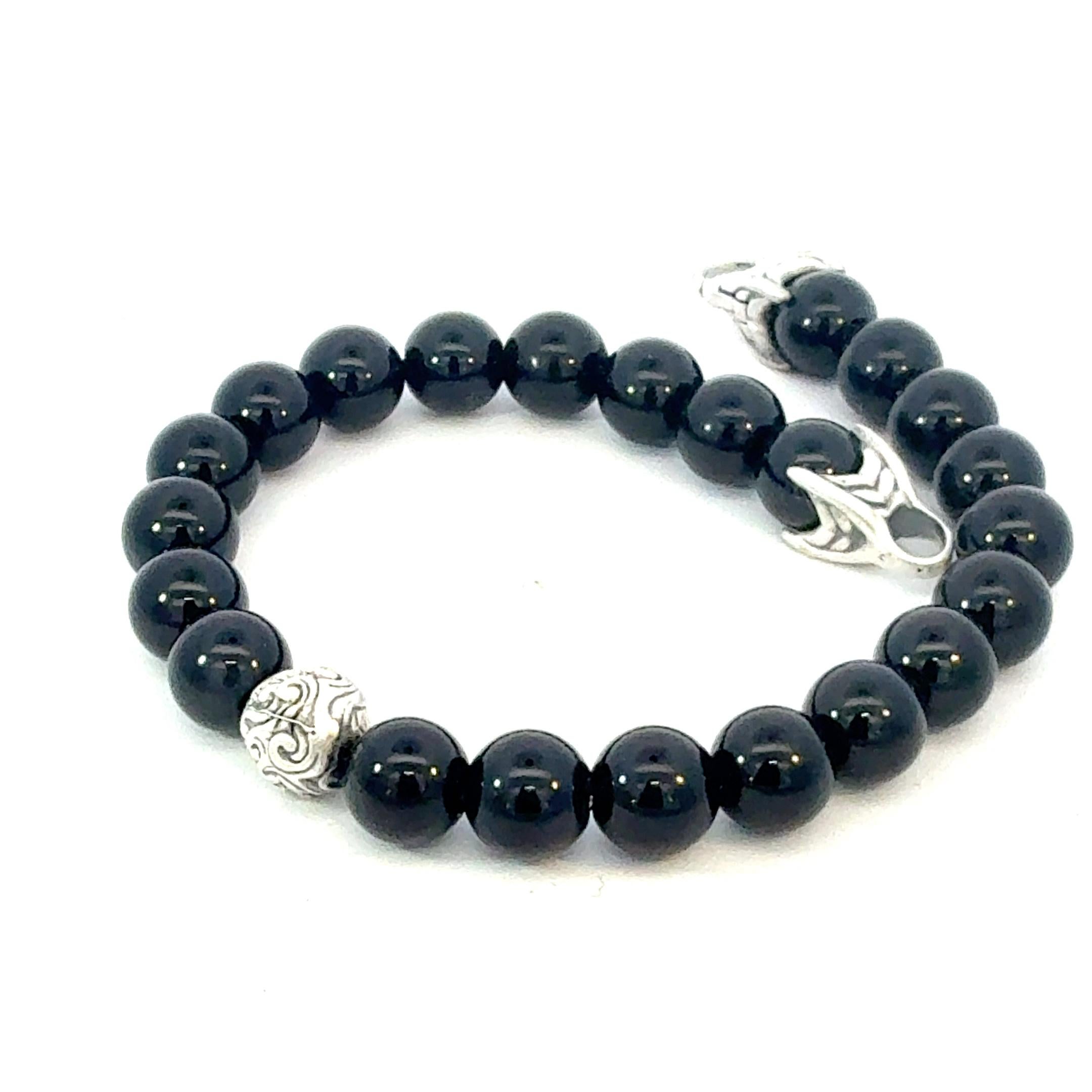 Authentic David Yurman Onyx Engraved Spiritual Beads Bracelet 8