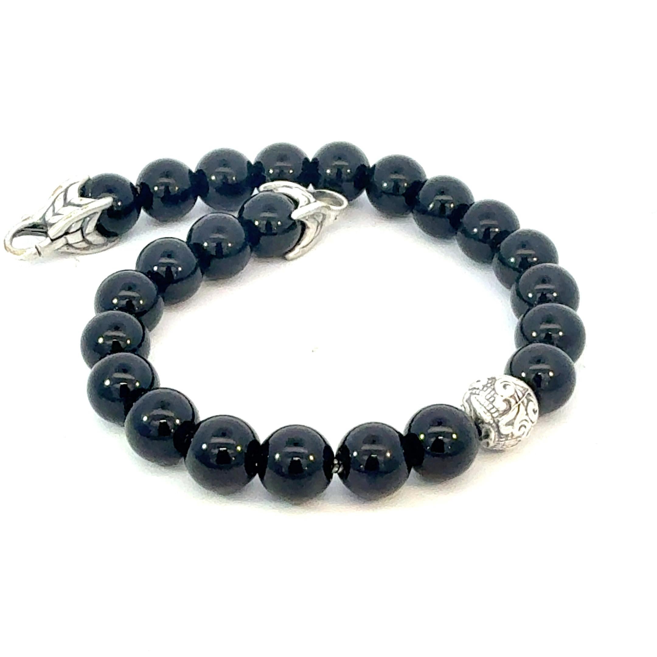 Taglio rotondo David Yurman Onyx Engraved Spiritual Beads Bracelet 8