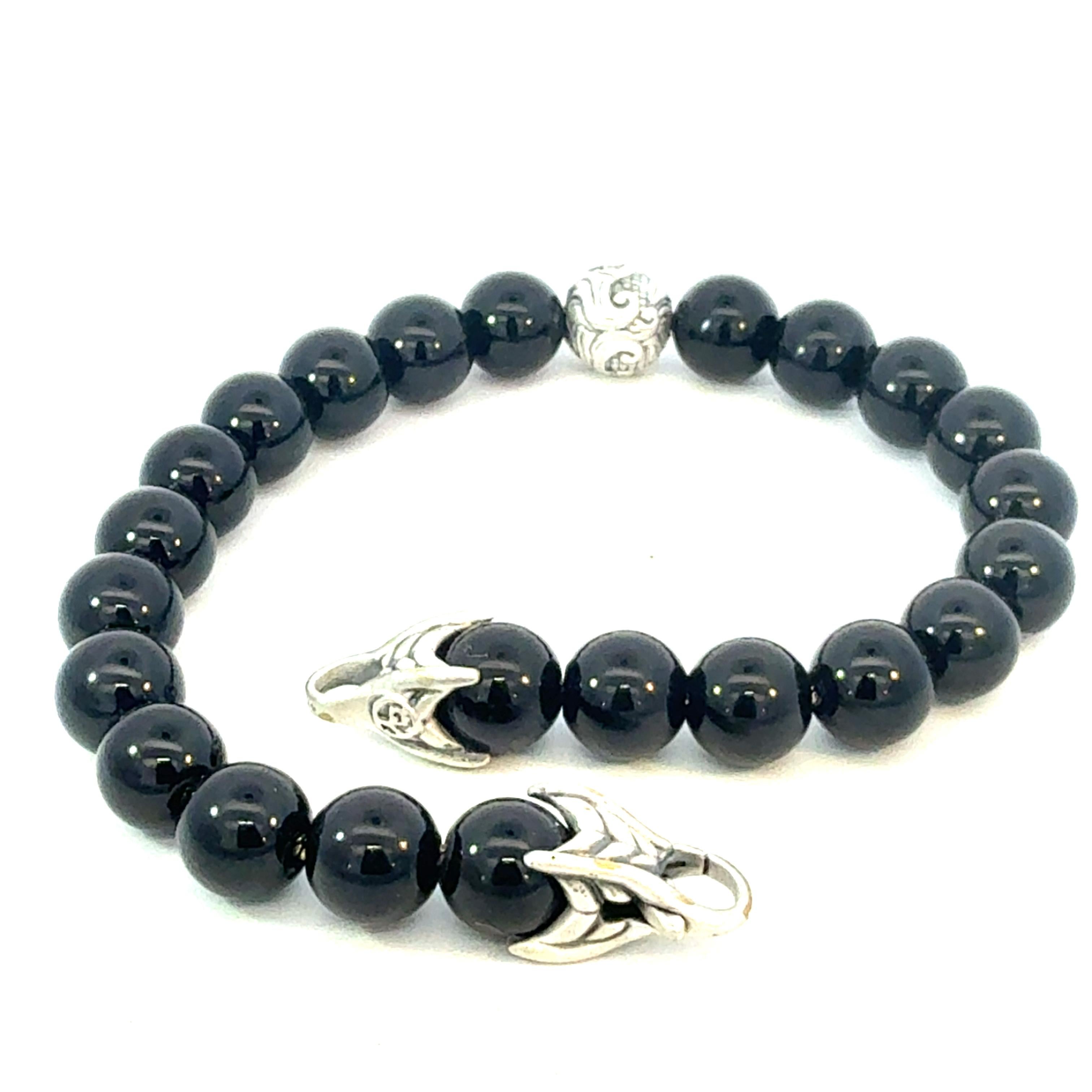 David Yurman Onyx Engraved Spiritual Beads Bracelet 8