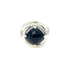 Vintage David Yurman Onyx Infinity Ring Size 7, 11 mm Sterling Silver Estate