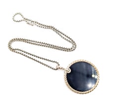 David Yurman Onyx, Mother of Pearl & Diamond Cable Pendant in Sterling Silver