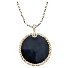 David Yurman Onyx, Mother of Pearl & Diamond Cable Pendant in Sterling Silver