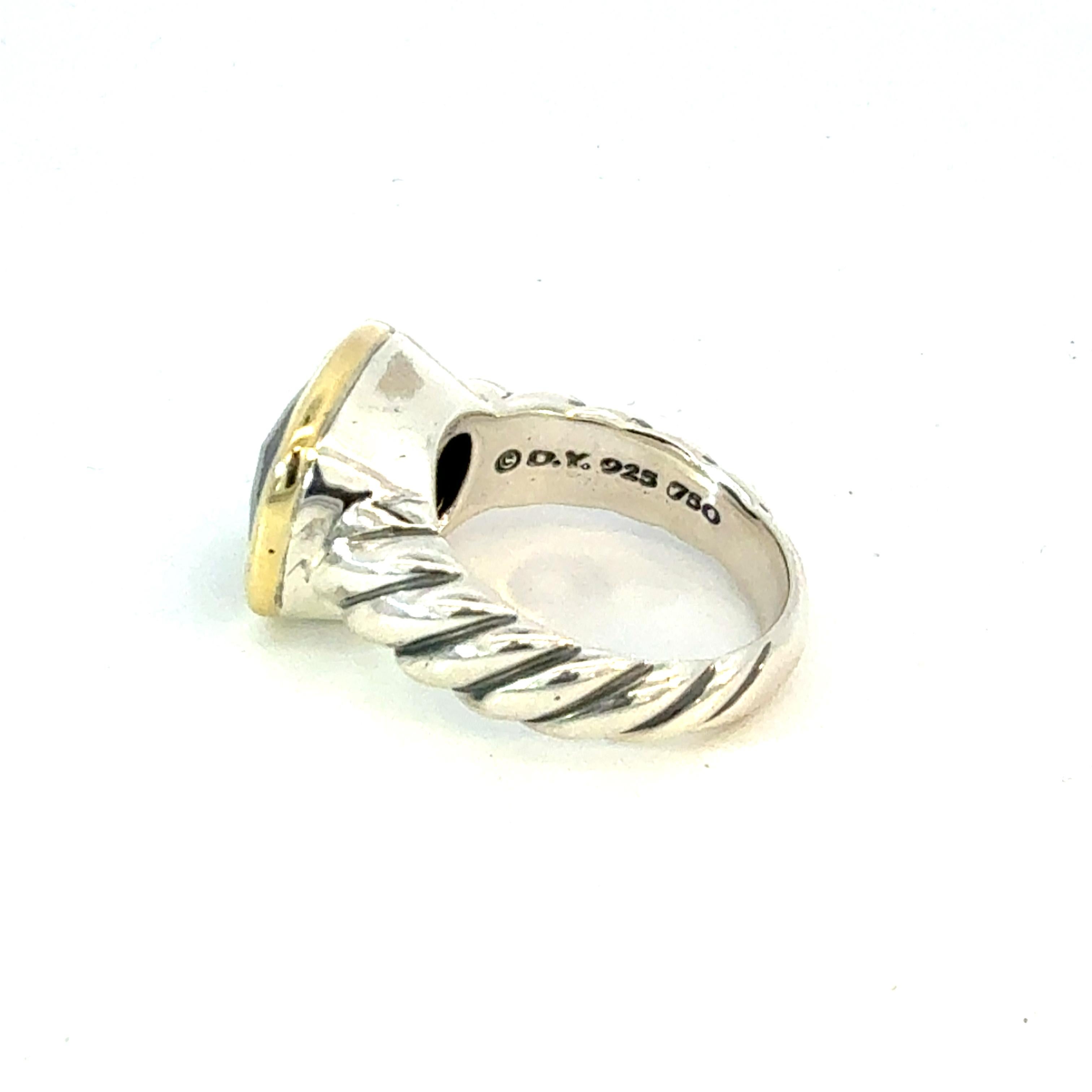 Taglio brillante David Yurman Anello in Onice Misura 7 Oro 18k e Argento Sterling Estate in vendita