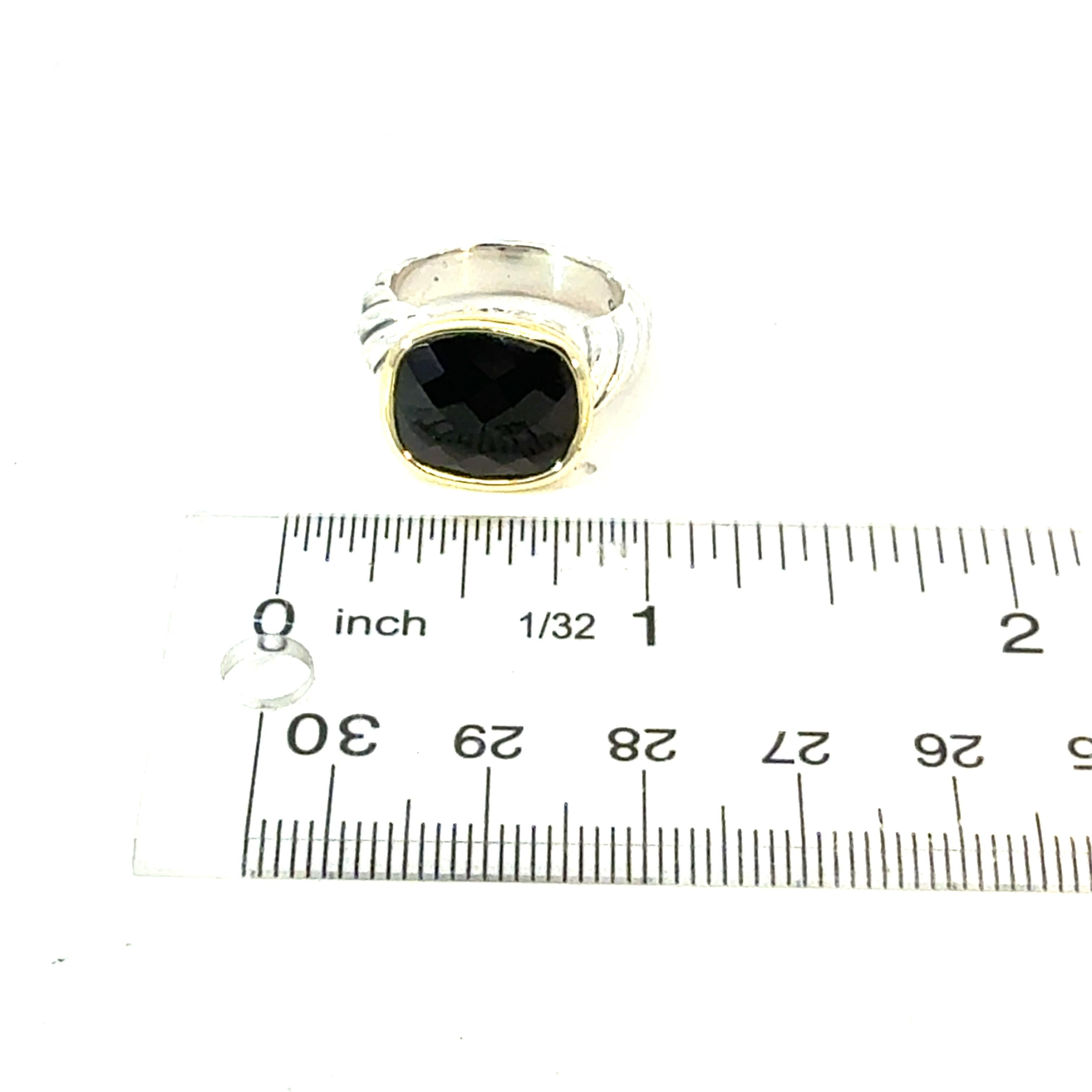 Donna David Yurman Anello in Onice Misura 7 Oro 18k e Argento Sterling Estate in vendita