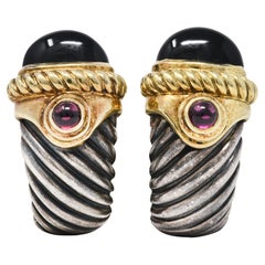 David Yurman Renaissance 14 Karat Gold Sterlingsilber Onyx Rubellit Turmalin