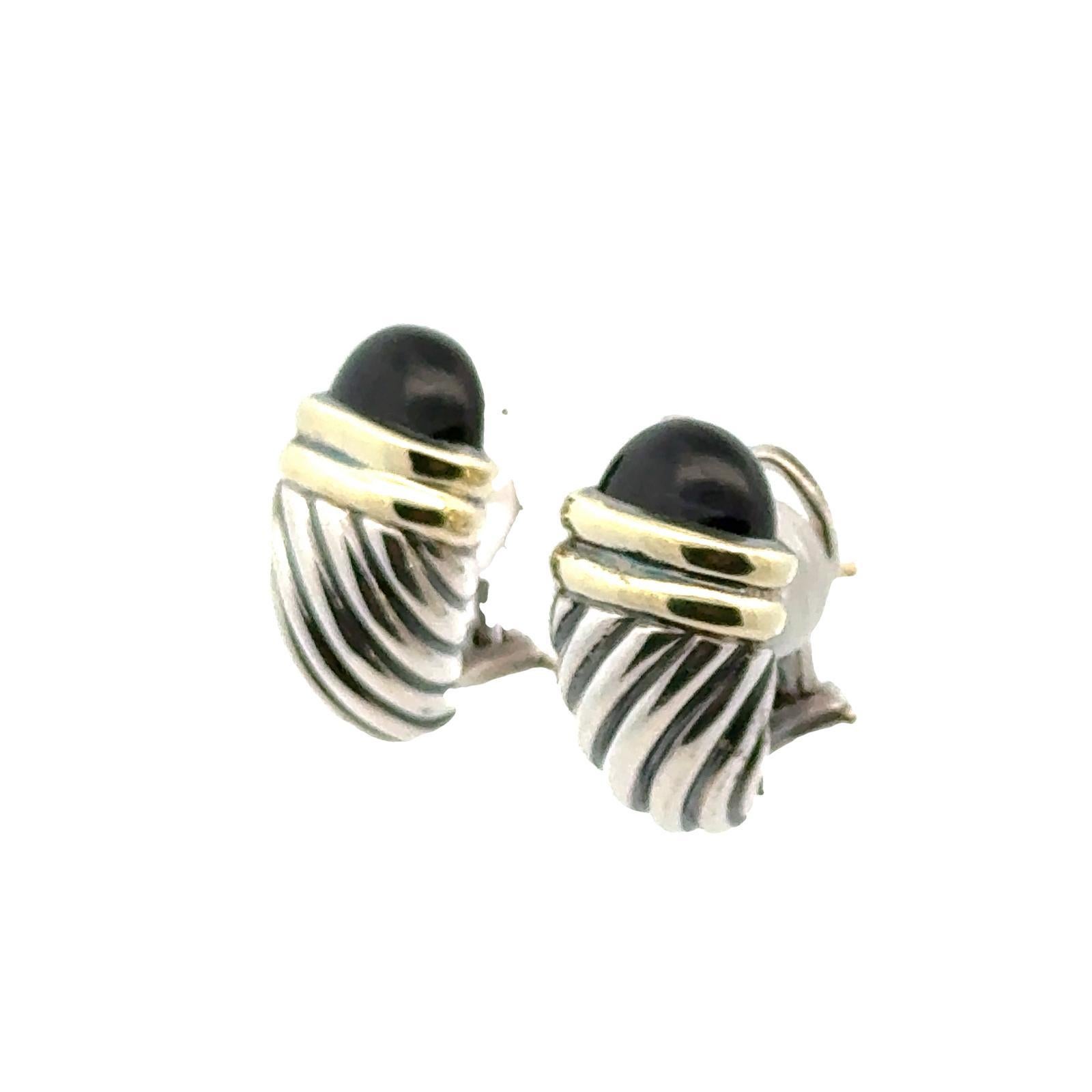 David Yurman Onyx 'Shrimp' Kabel-Ohrringe mit Klappbrisur (Moderne) im Angebot