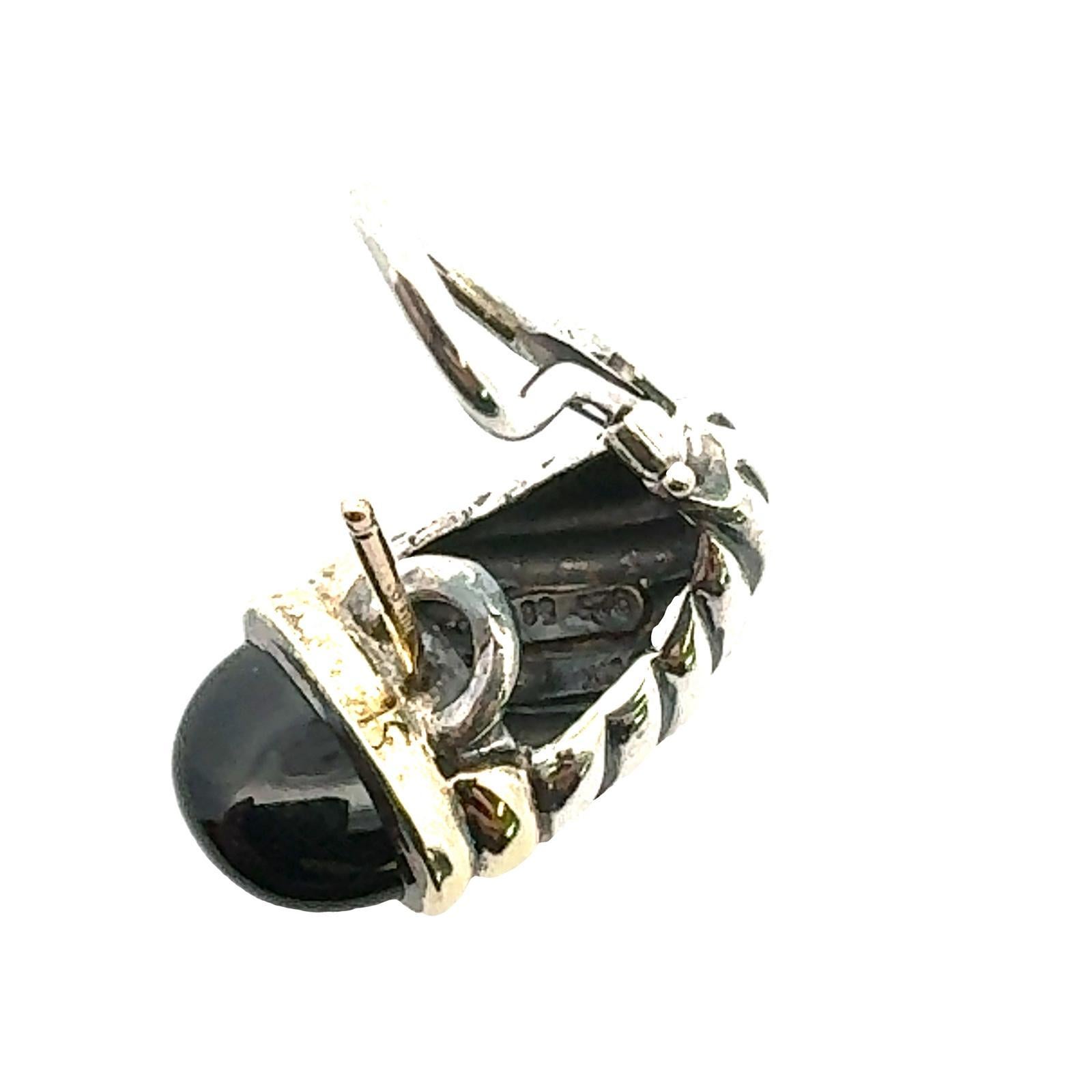 David Yurman Onyx 'Shrimp' Cable Lever-Back Earrings In Excellent Condition For Sale In Boca Raton, FL