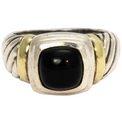 David Yurman Onyx Silver and 14 Karat Gold Ring