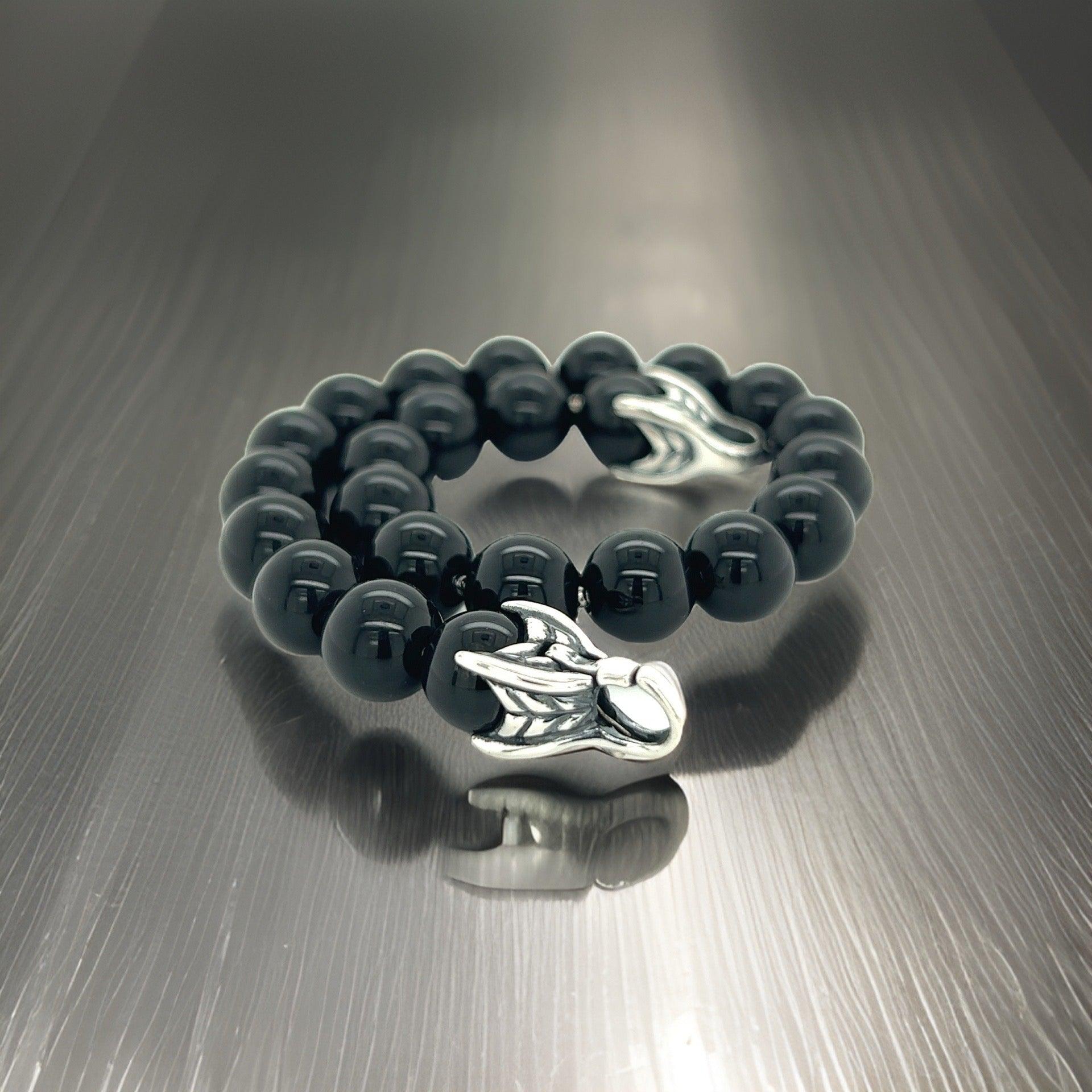 David Yurman Bracciale di perle spirituali in onice da 8