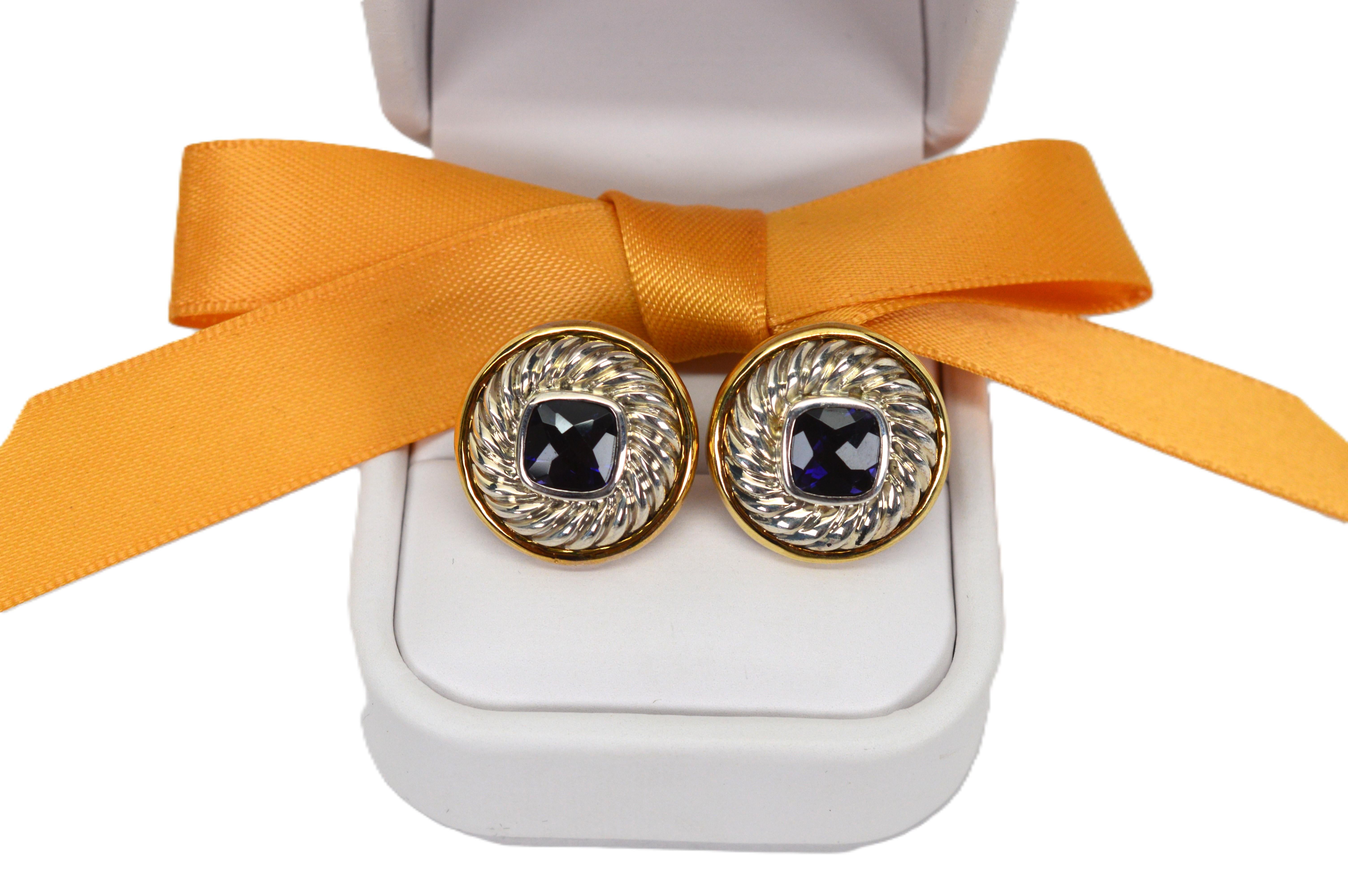 David Yurman Orecchini con orchidea in argento 925 e oro giallo 14 carati in vendita 6