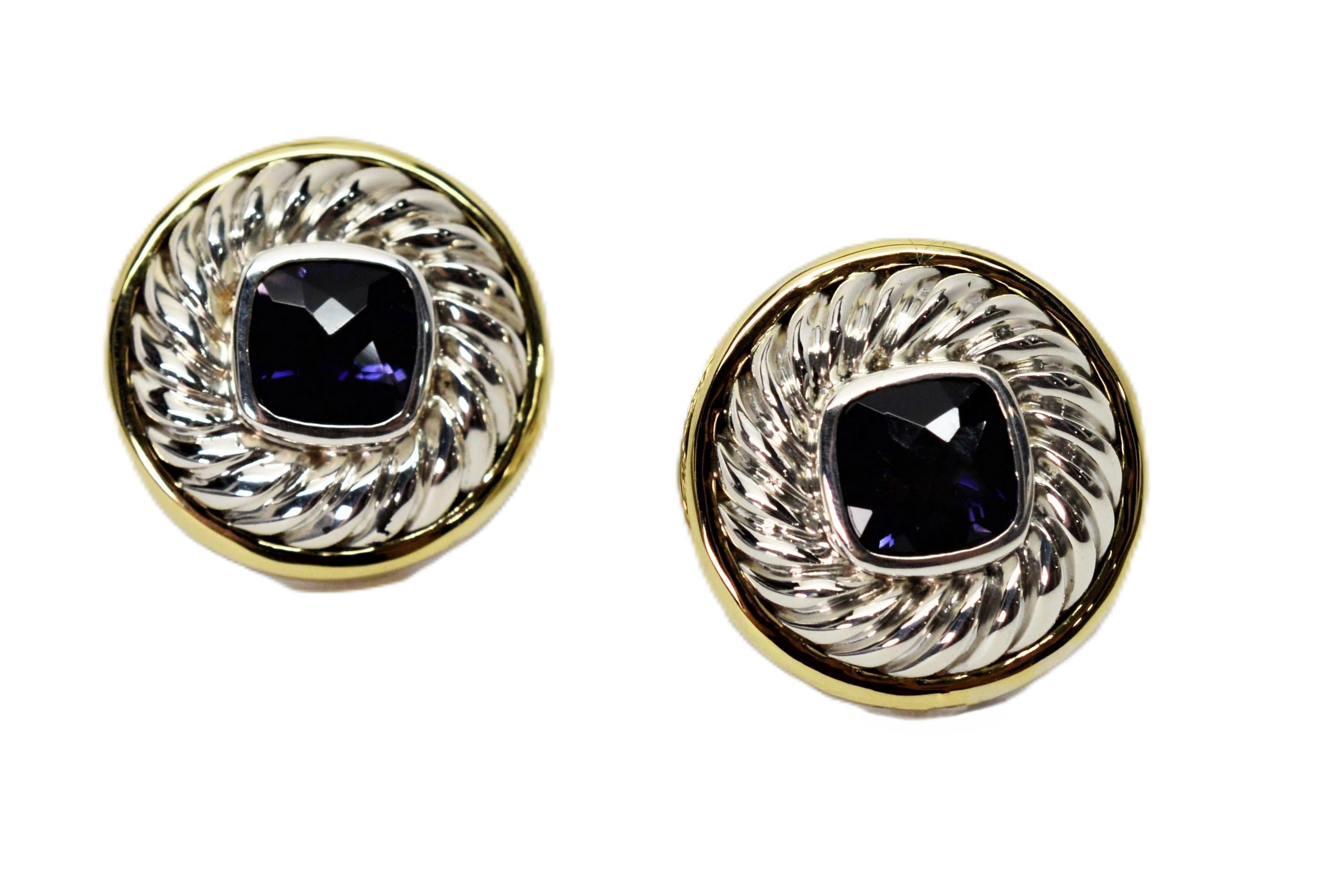 David Yurman Orecchini con orchidea in argento 925 e oro giallo 14 carati In condizioni ottime in vendita a Mount Kisco, NY