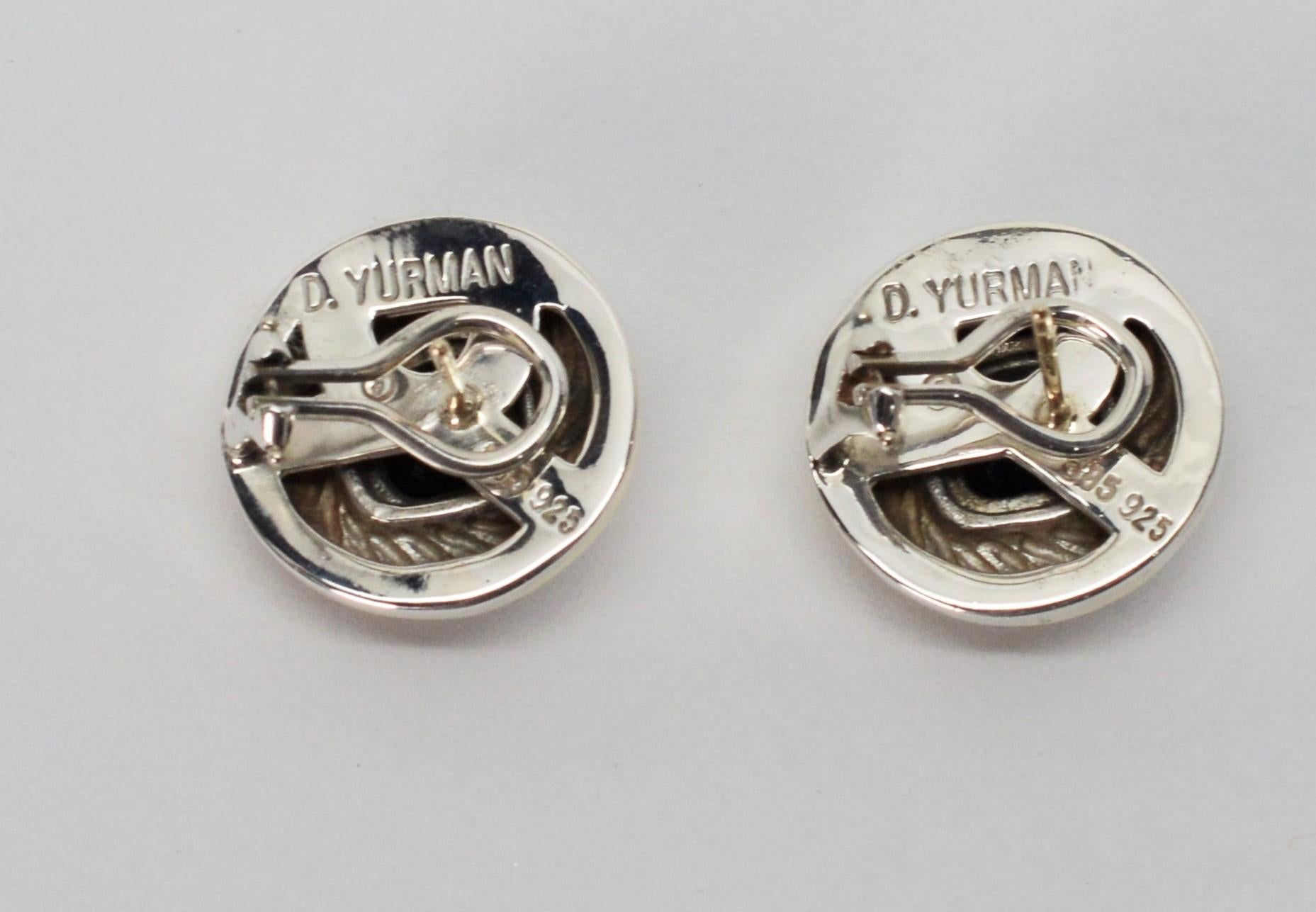 David Yurman Orchid Sterling Silver 14 Karat Yellow Gold Earrings In Excellent Condition For Sale In Mount Kisco, NY