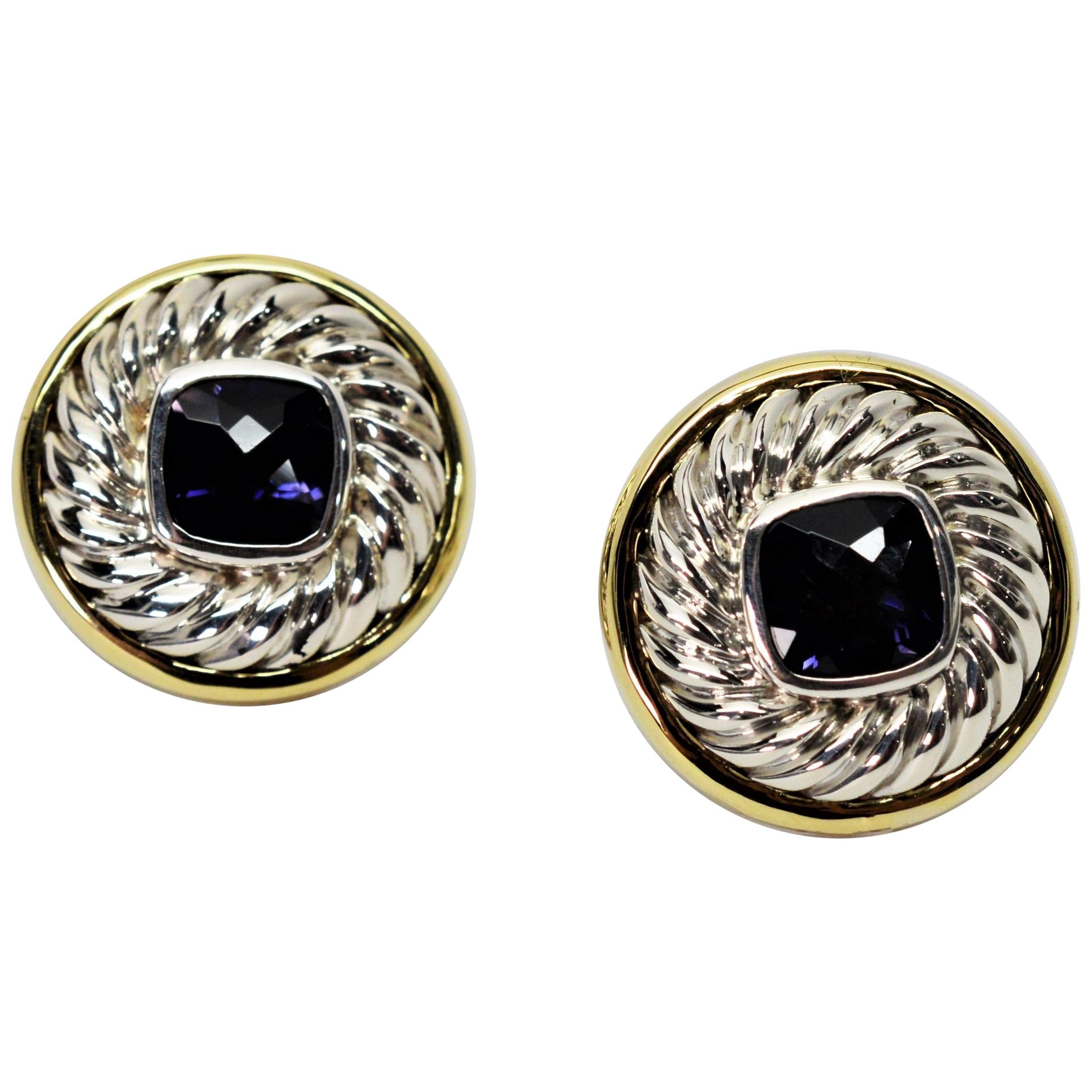 David Yurman Boucles d'oreilles orchidées en argent sterling et or jaune 14 carats