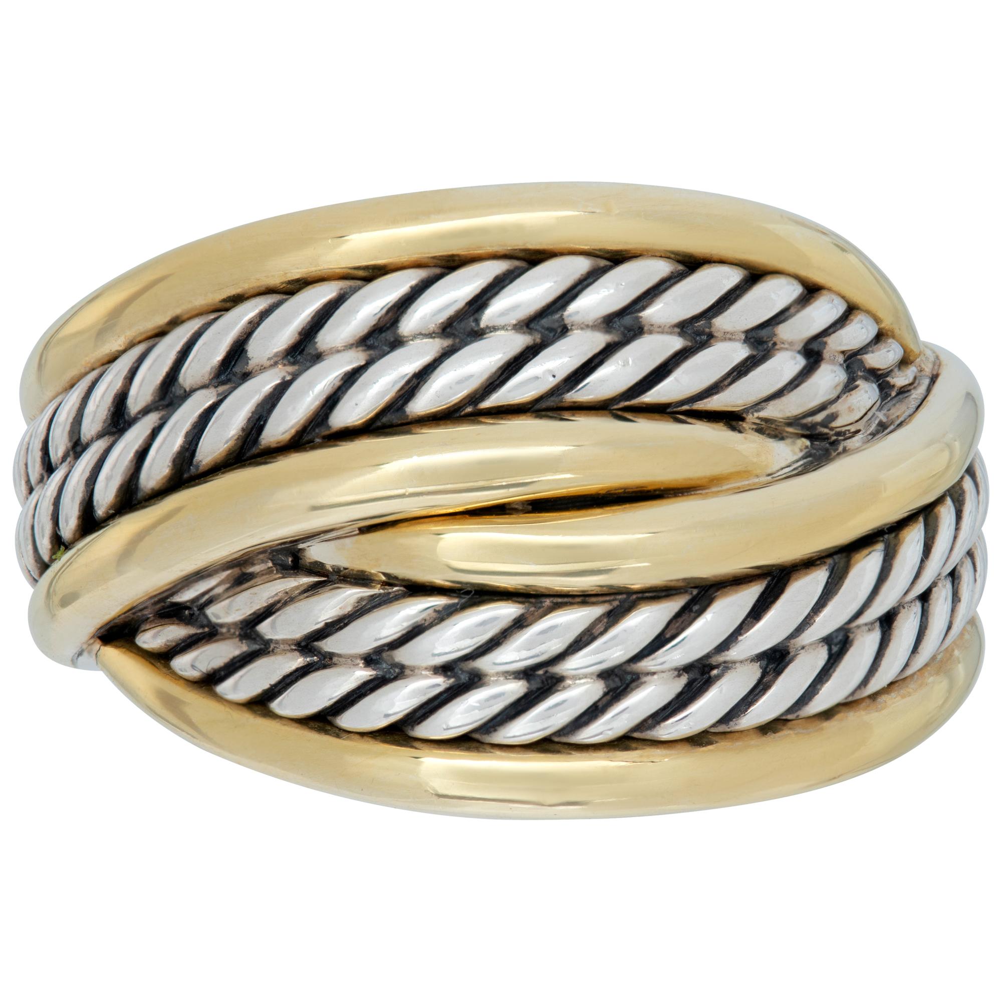 David Yurman Origami 18k yellow gold & sterling silver ring For Sale