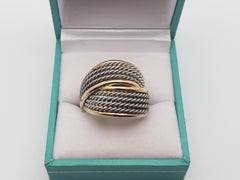 David Yurman Origami Crossover Ring 18K Yellow Gold and Sterling Silver