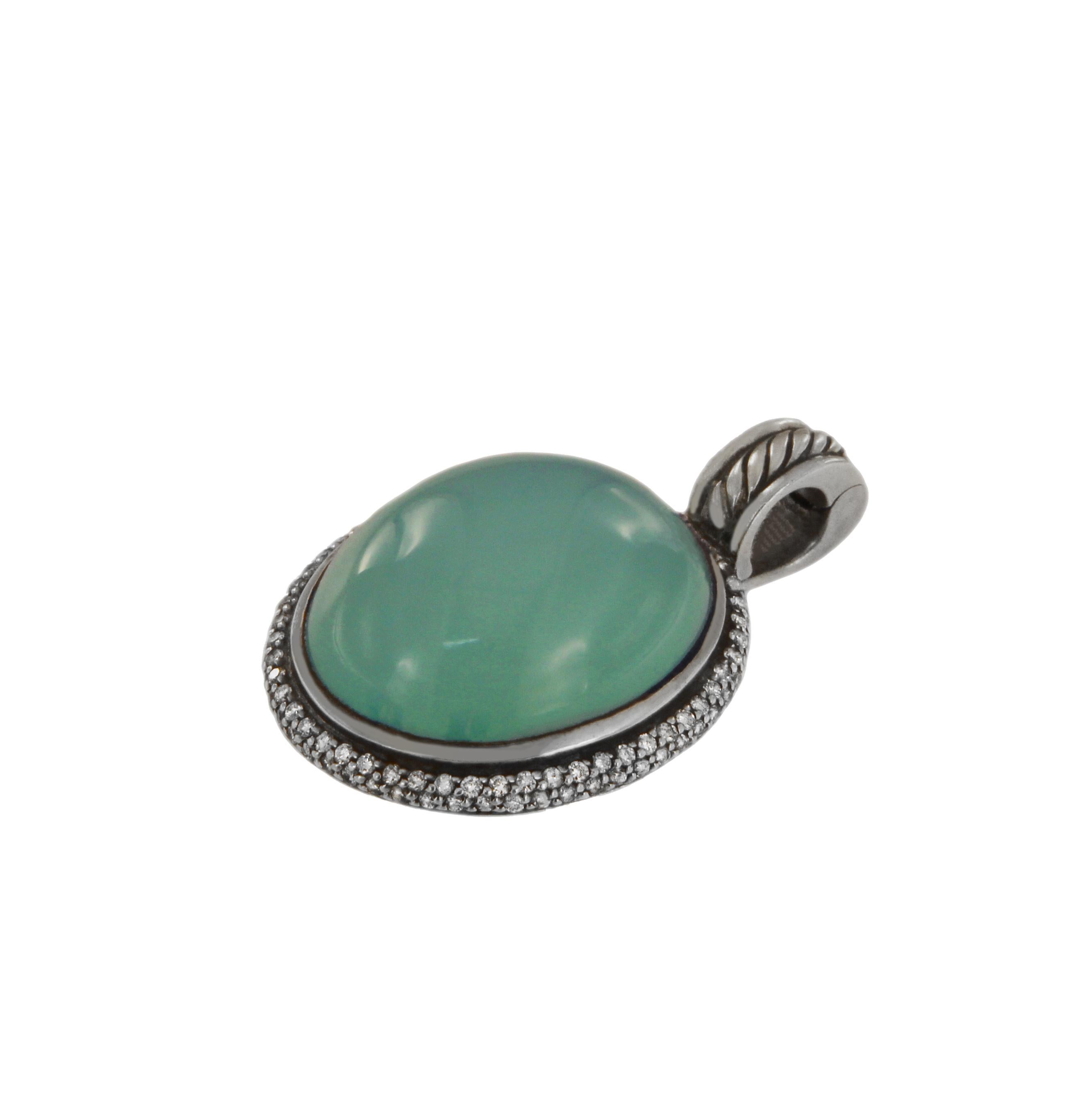 DY CIONDOLO OVALE IN CALCEDONIO ACQUATICO CON DIAMANTE 

-Condizioni perfette
-Argento massiccio
-Dimensione del calcedonio: 20x24mm