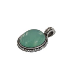 David Yurman Oval Aqua Chalcedony Diamond Pendant