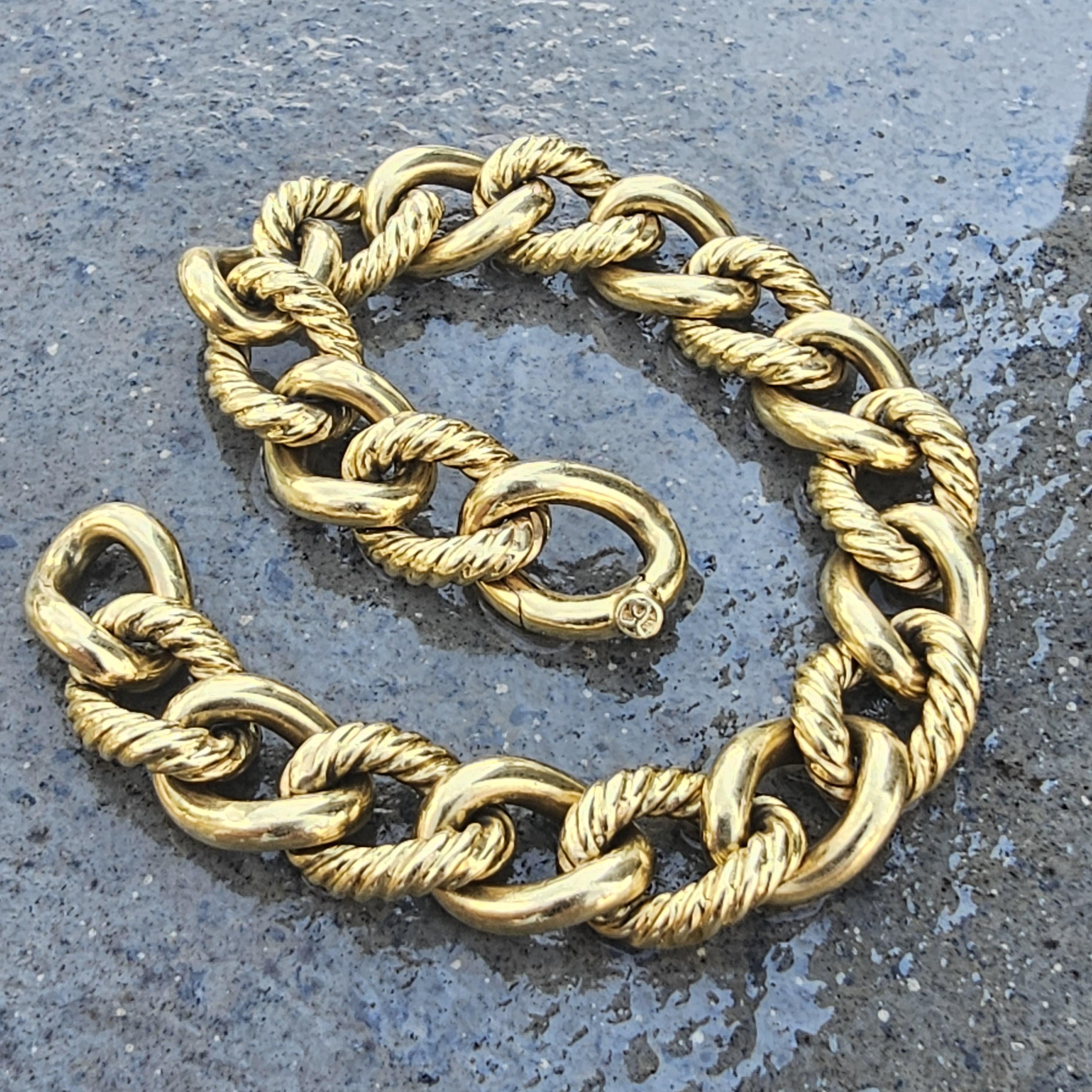 David Yurman Bracciale ovale a maglie alternate in oro giallo 18k 7,5