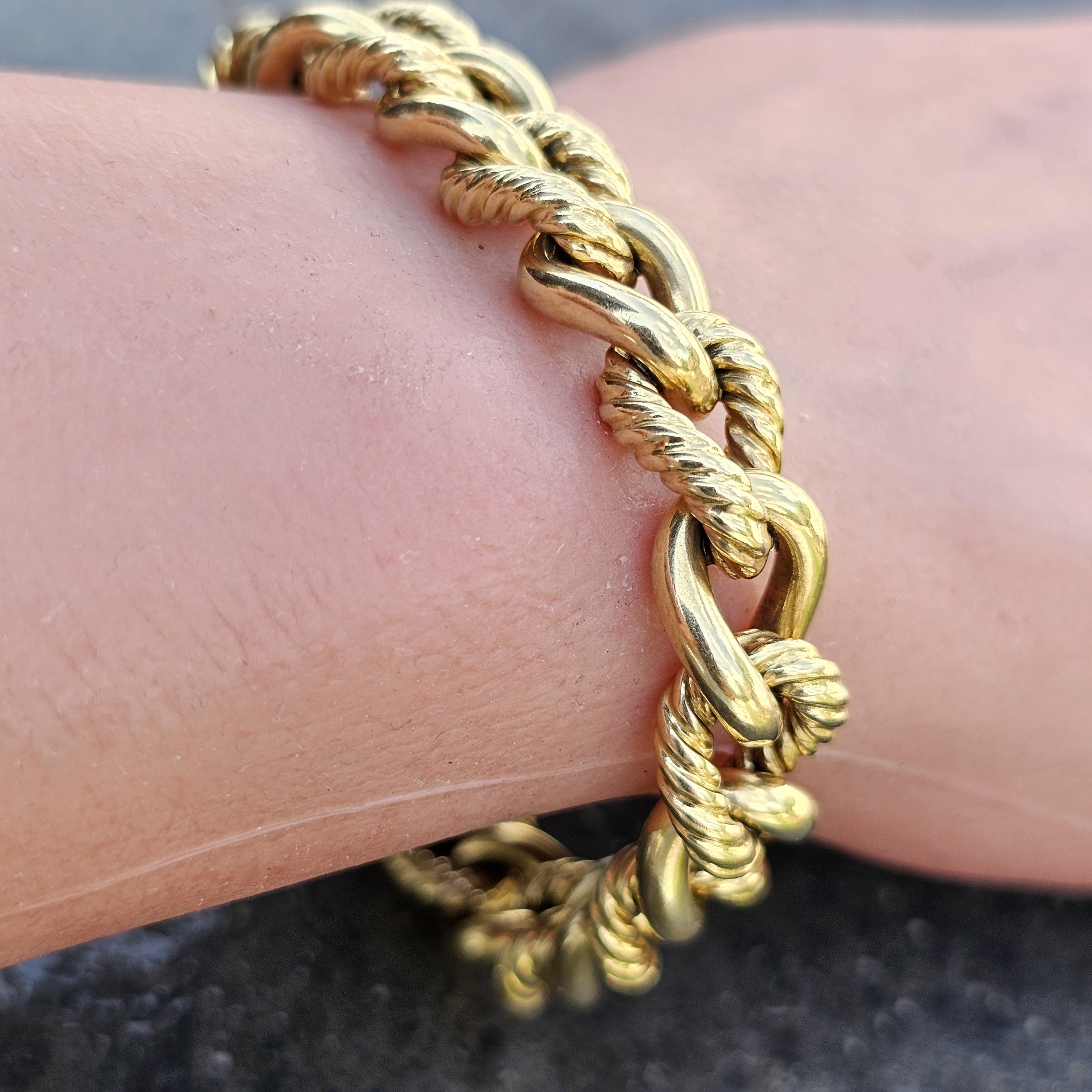 David Yurman Bracciale ovale a maglie alternate in oro giallo 18k 7,5