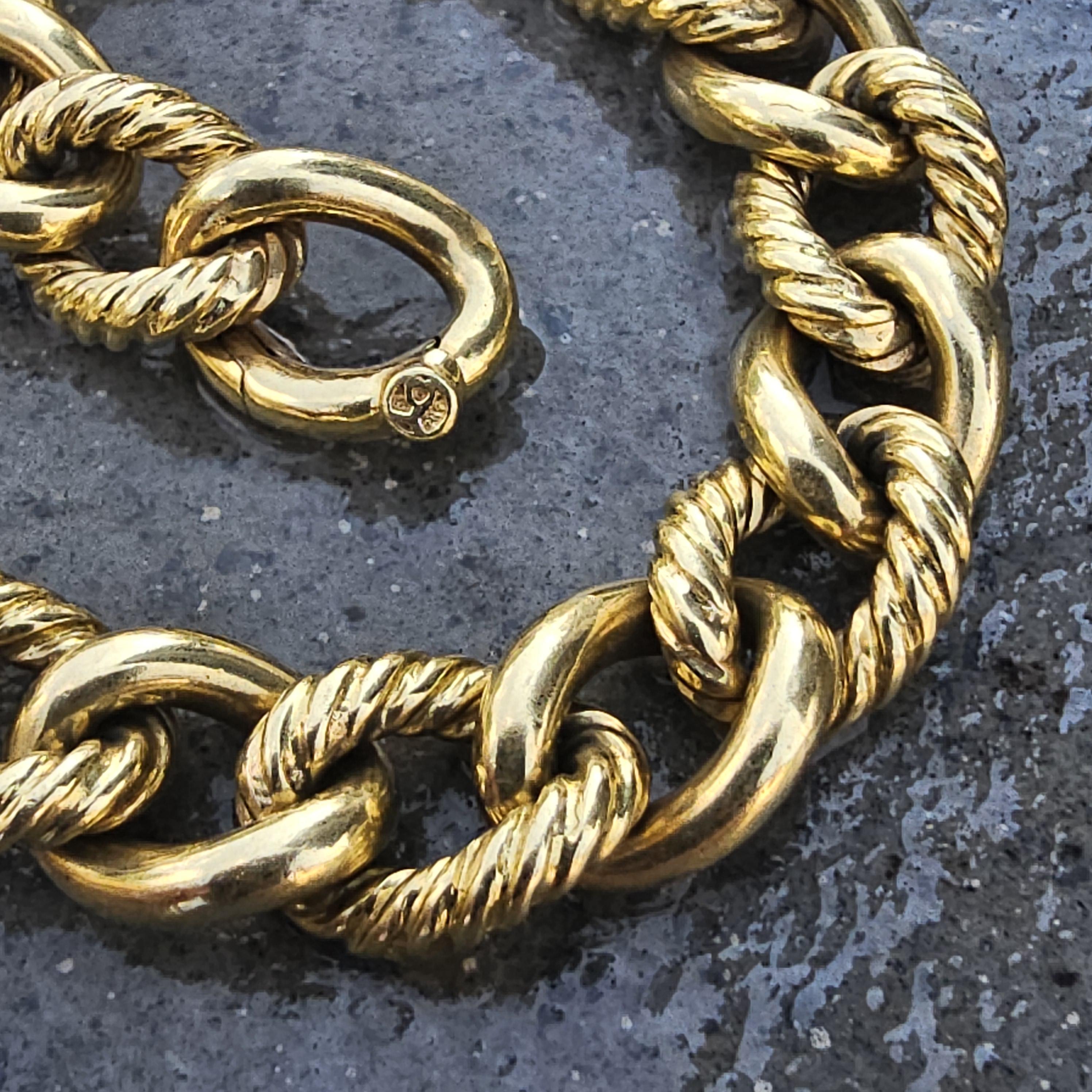 David Yurman Bracciale ovale a maglie alternate in oro giallo 18k 7,5