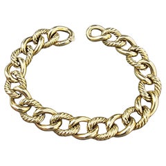 David Yurman Oval Cable Alternating Link Bracelet 18k yellow Gold 7.5" 35.4g