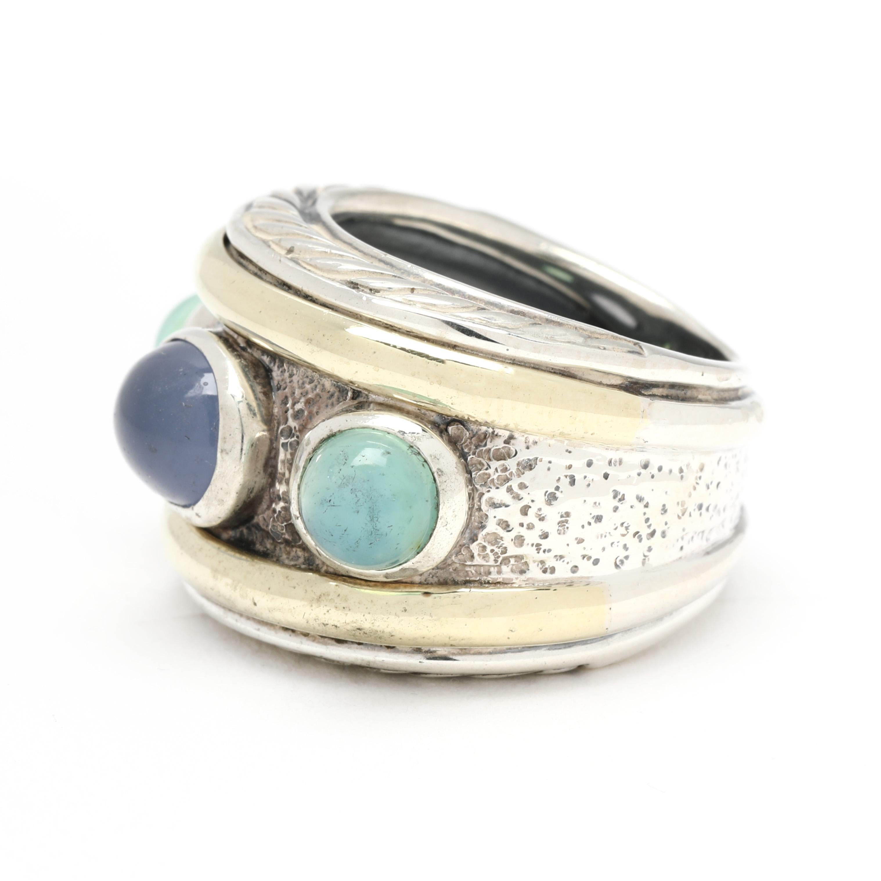 David Yurman Oval Chalcedon Band Ring, Sterling Silber, Ring Größe 6 im Zustand „Gut��“ im Angebot in McLeansville, NC