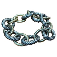 David Yurman Oval Link Chain Bracelet in Sterling Silver with 18k Yellow Gold