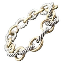 David Yurman Oval Link Chain Bracelet Sterling Silver with 18K Yellow Gold