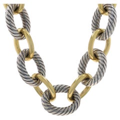 David Yurman Oval Gliederkette Halskette 17" - Sterling 925 & Gelbgold 1/5 18k
