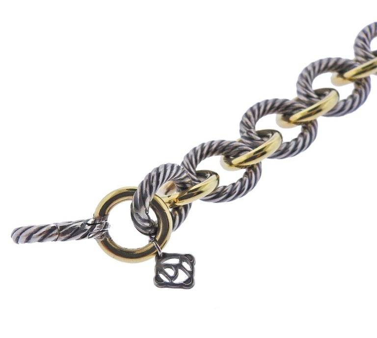 David Yurman Oval Link Chain Silver Bonded Gold Bracelet at 1stDibs