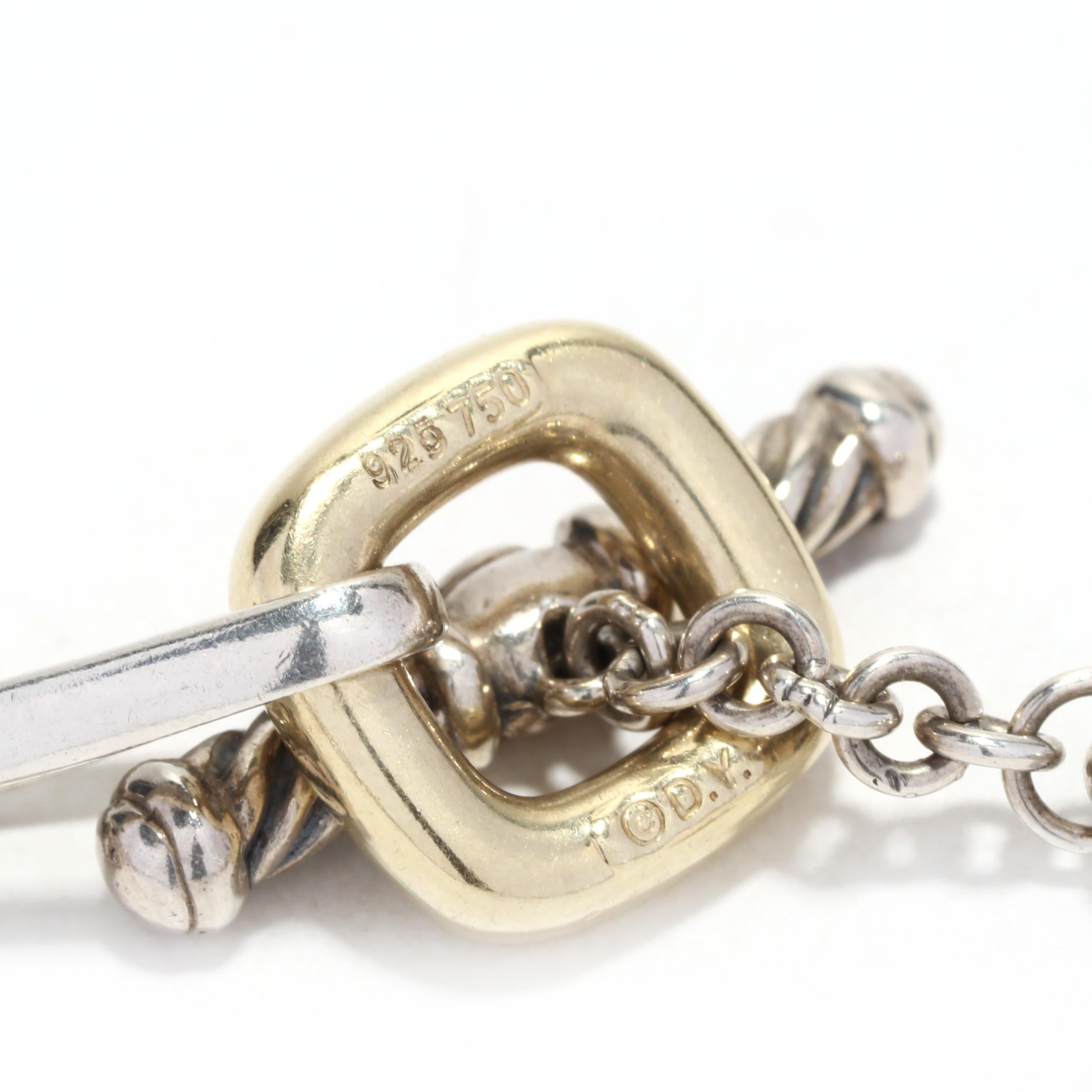 Women's or Men's David Yurman Oval Round Link Toggle Chain Necklace, 18K YG Sterling Silver