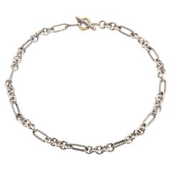 David Yurman Oval Round Link Toggle Chain Necklace, 18K YG Sterling Silver