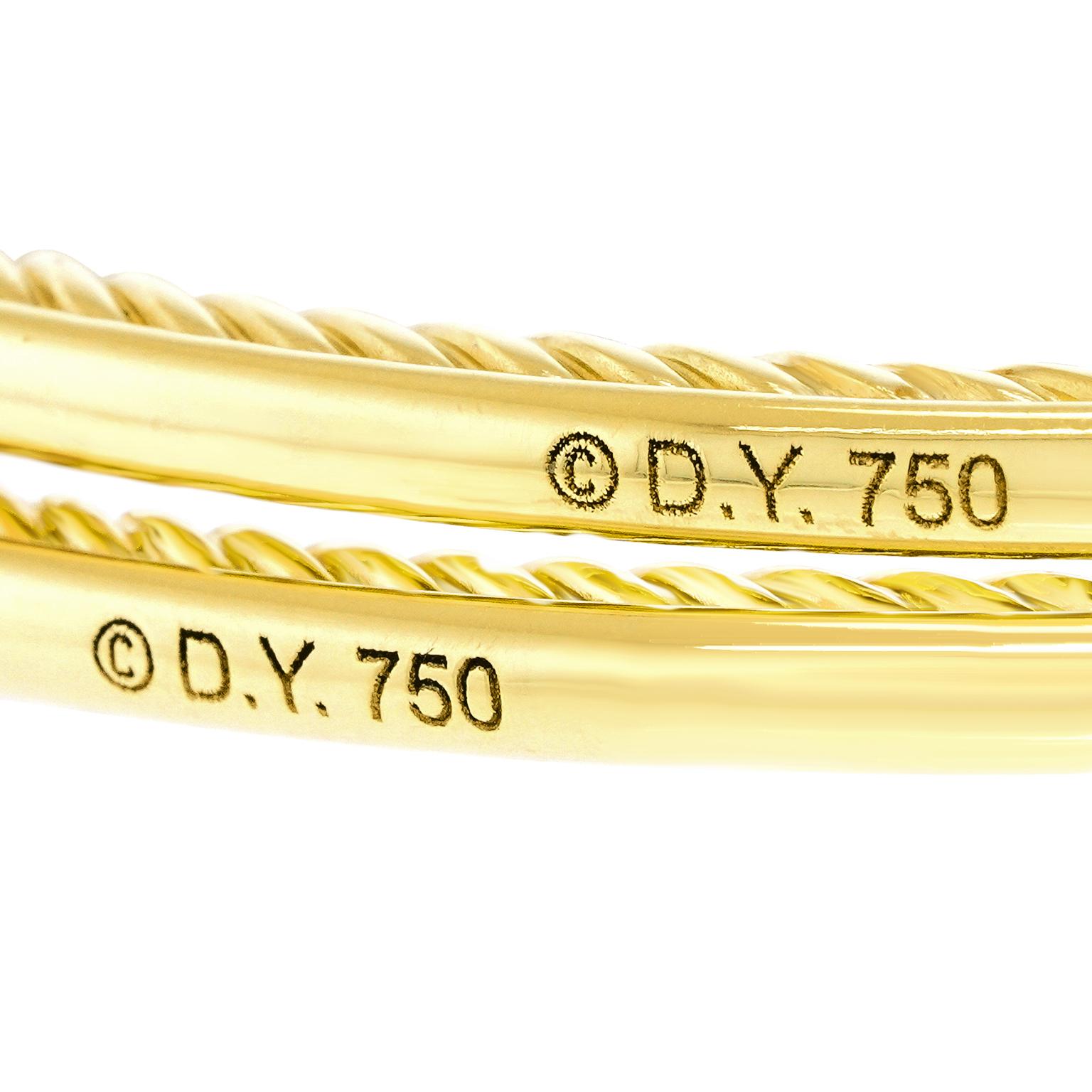 da uomo o donna David Yurman Coppia di bracciali in oro con diamanti incastonati in vendita