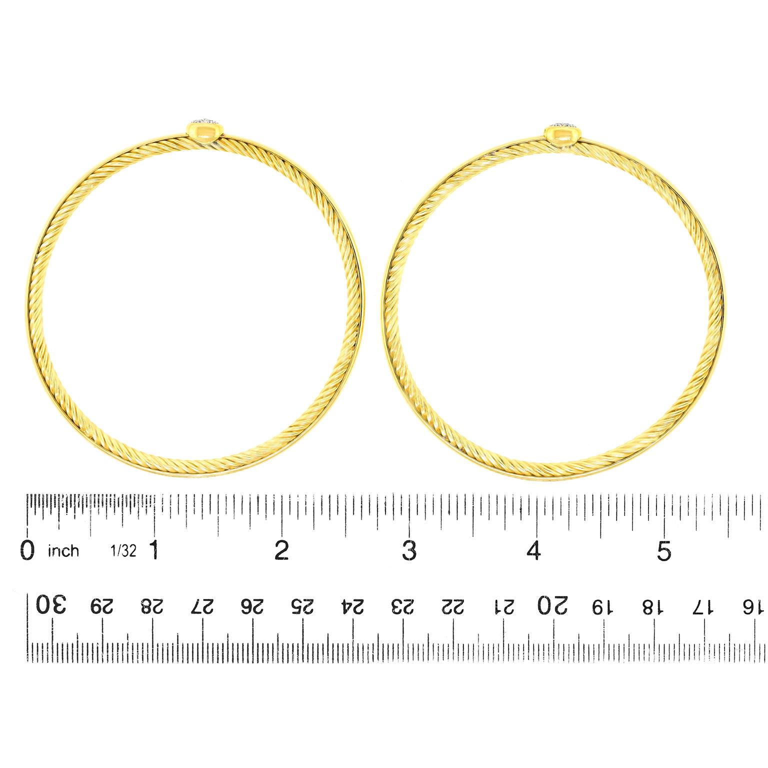 David Yurman Coppia di bracciali in oro con diamanti incastonati in vendita 1