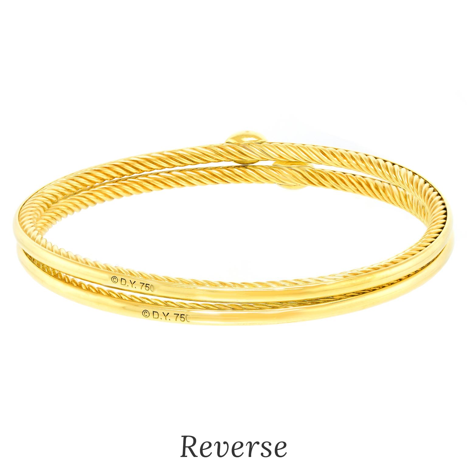 David Yurman Coppia di bracciali in oro con diamanti incastonati in vendita 2