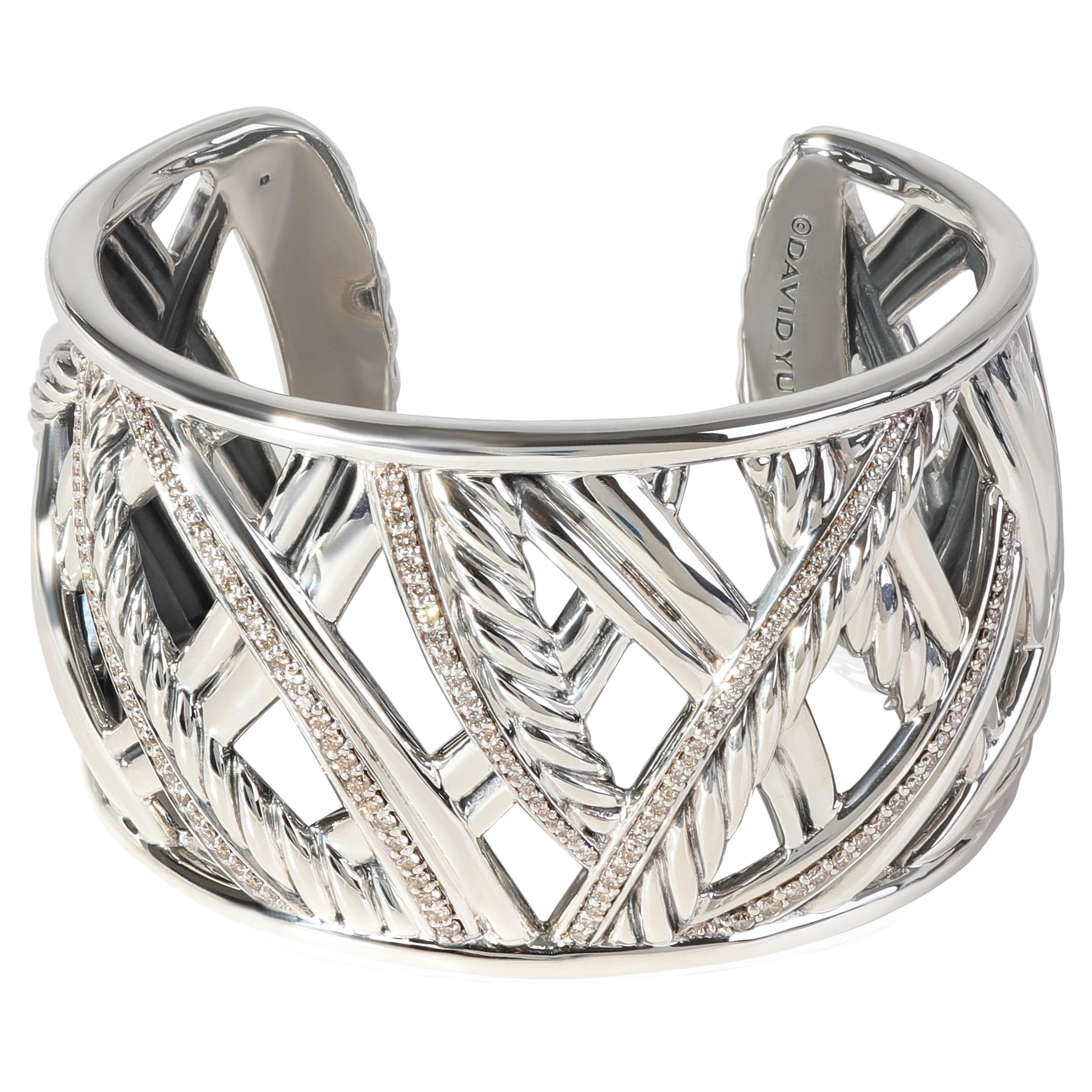 David Yurman Papyrus Diamond Cuff in Sterling Silver 1.15 CTW