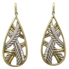 David Yurman Boucles d'oreilles Papyrus en argent sterling et diamants