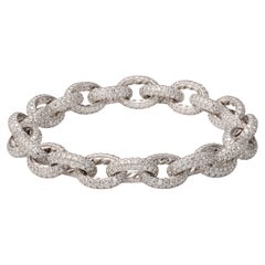 David Yurman Bracelet à maillons pavés de diamants en or blanc 18 carats