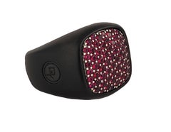 David Yurman Pave Collection Diamond & Rubies Signet Titanium Ring