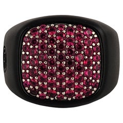David Yurman Pave Collection Diamond & Rubies Signet Titanium Ring