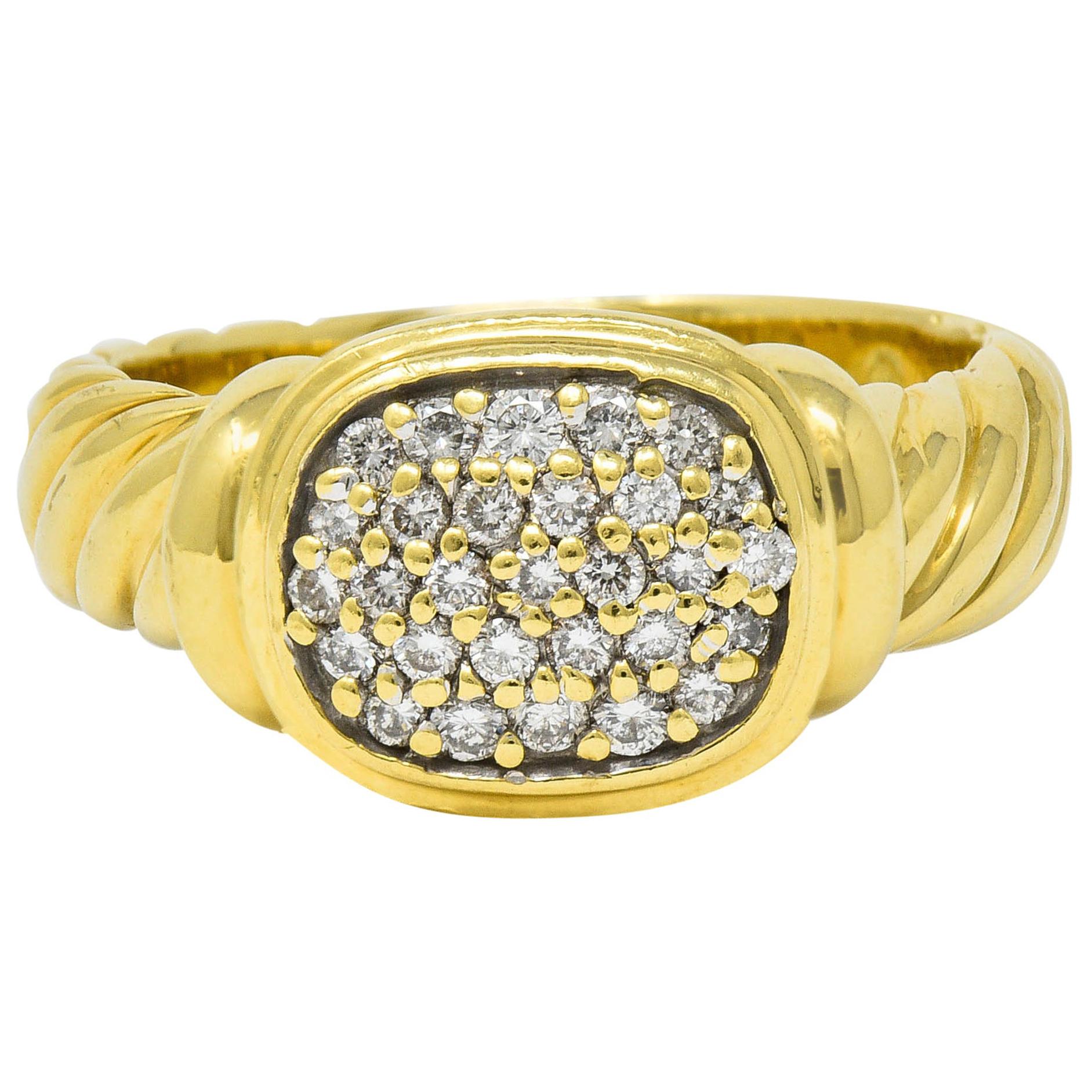 David Yurman Chatelaine Ring in 18k Yellow Gold with Full Pavé Diamonds