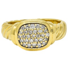 David Yurman Pave Diamond 18 Karat Gold Noblesse Ring