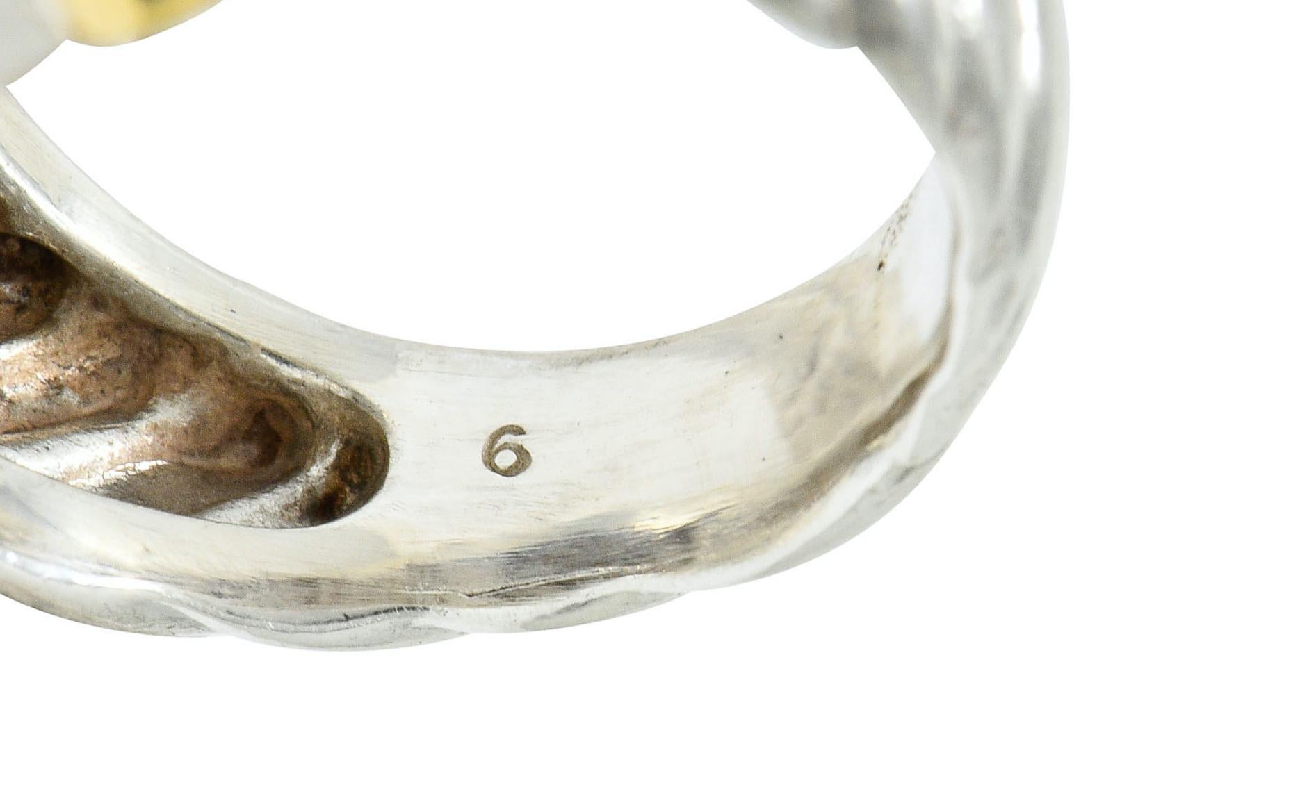 David Yurman Pave Diamond 18 Karat Gold Silver Noblesse Ring 3