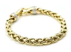David Yurman Pave Diamond Yellow Gold Wheat Bracelet